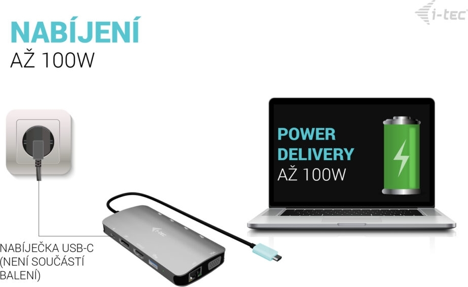 i-tec USB-C Metal Nano 3x Display (DP, HDMI and VGA) Docking Station, PD 100 W