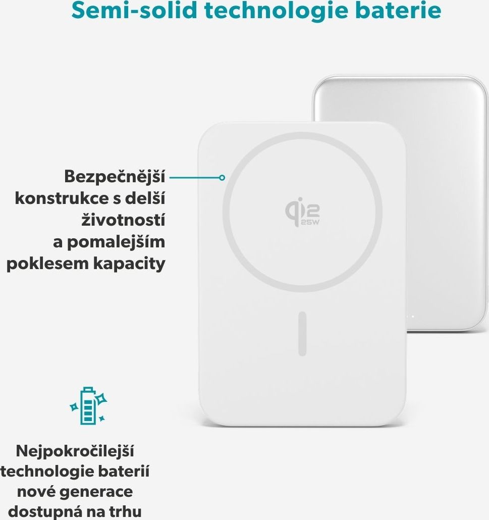 Epico Qi2 25W 5000mAh Mag+ powerbanka EM55 - stříbrná
