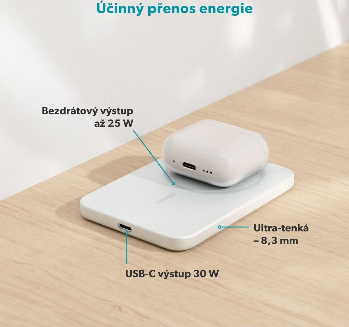Epico Qi2 25W 5000mAh Mag+ powerbanka EM55 - stříbrná