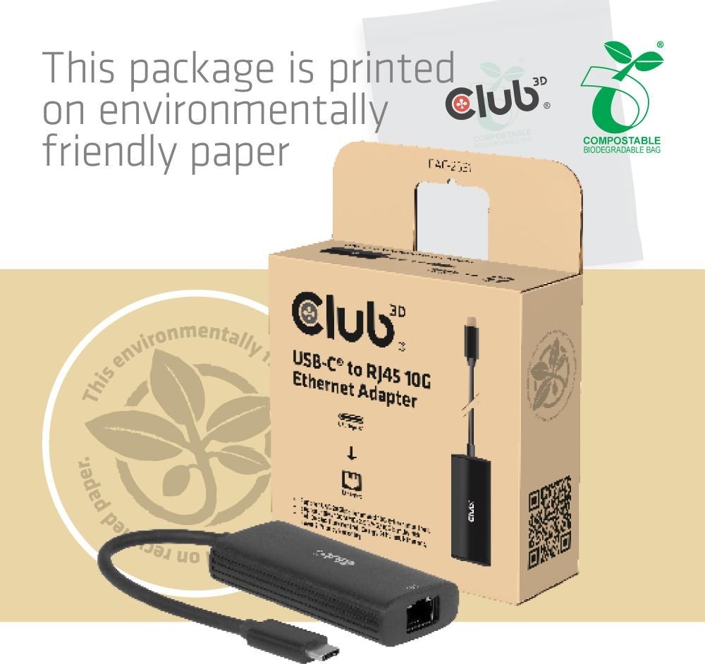 Club 3D Club3D Adaptér USB-C na RJ45, 10Gb, M/F, 12cm
