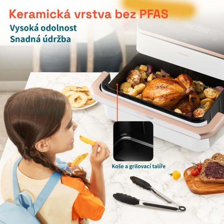 Cosori Dual Blaze TwinFry chytrá horkovzdušná fritéza10 L, keramika, bílá
