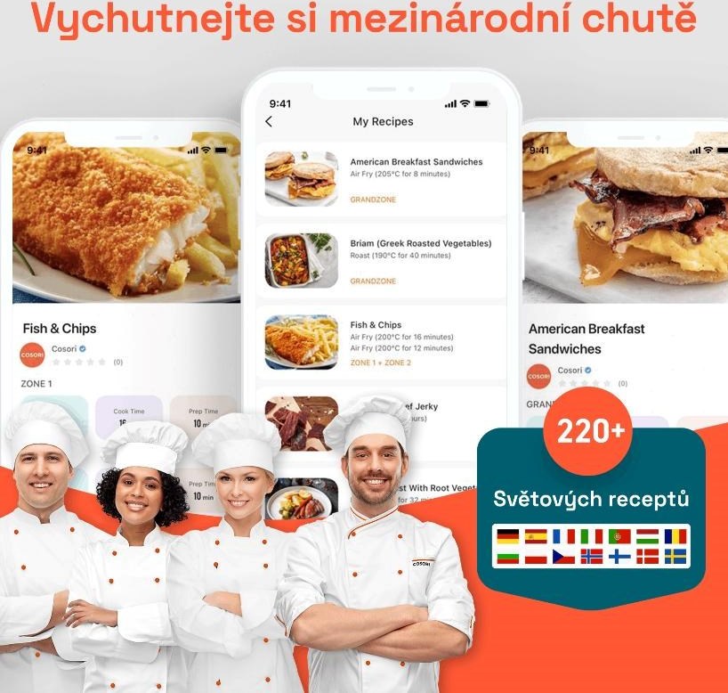 Cosori Dual Blaze TwinFry chytrá horkovzdušná fritéza10 L, keramika, bílá