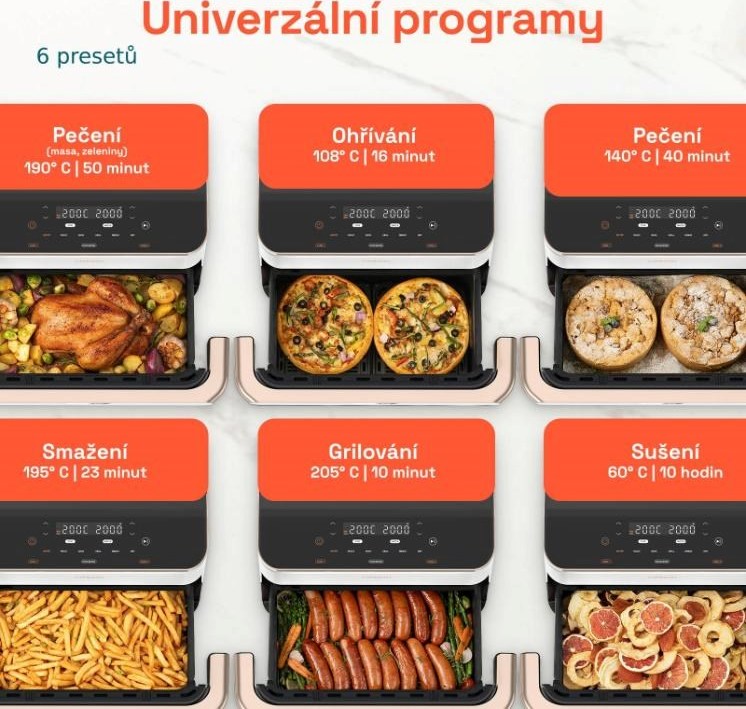 Cosori Dual Blaze TwinFry chytrá horkovzdušná fritéza10 L, keramika, bílá