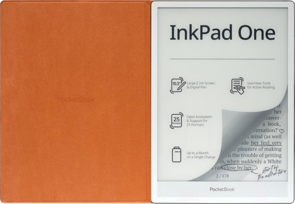 POCKETBOOK pouzdro Magnetic folio cover pro InkPad One (PB1030), tm. oranžové