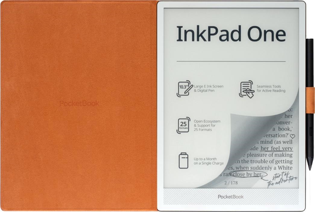 POCKETBOOK pouzdro Magnetic folio cover pro InkPad One (PB1030), tm. oranžové