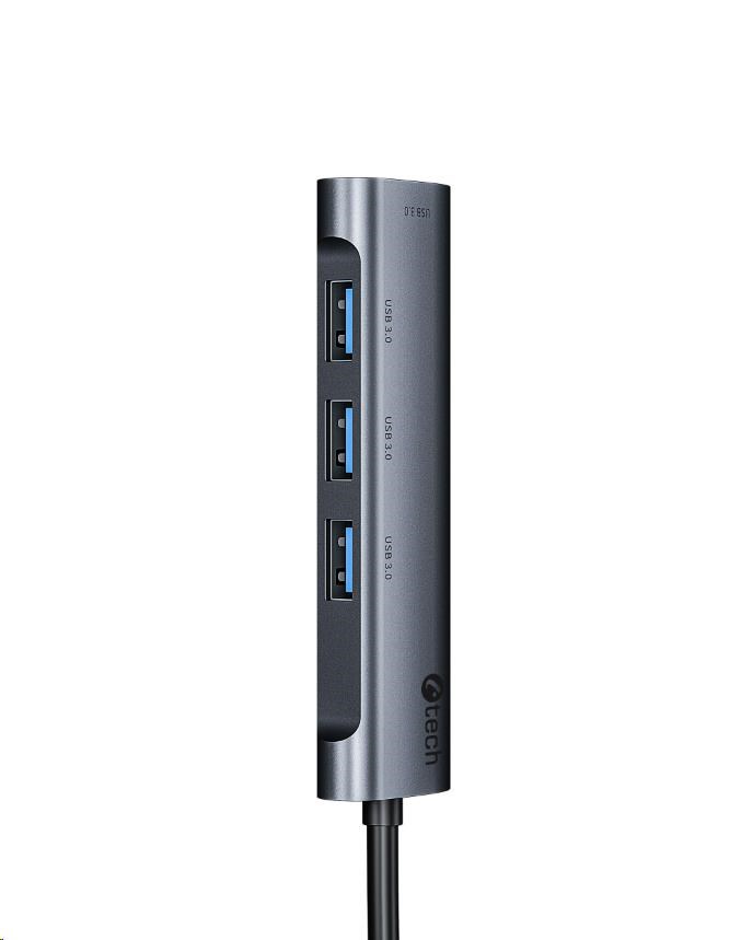 C-TECH UHB-U3-AL, USB Hub, 4x USB 3.2 Gen 1, hliníkové tělo