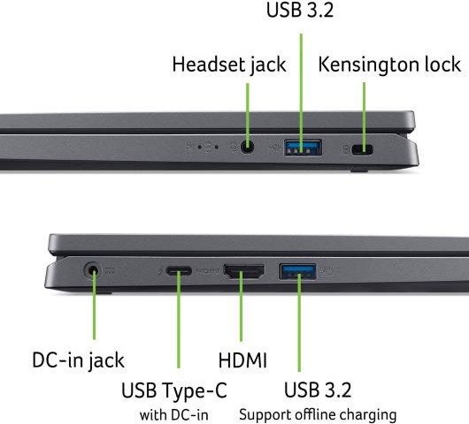ACER NTB Aspire 14 (A14-51M-33LA),Core 3 100U,14"WUXGA,16GB,512GB SSD,Intel Graphics,W11H,Gray