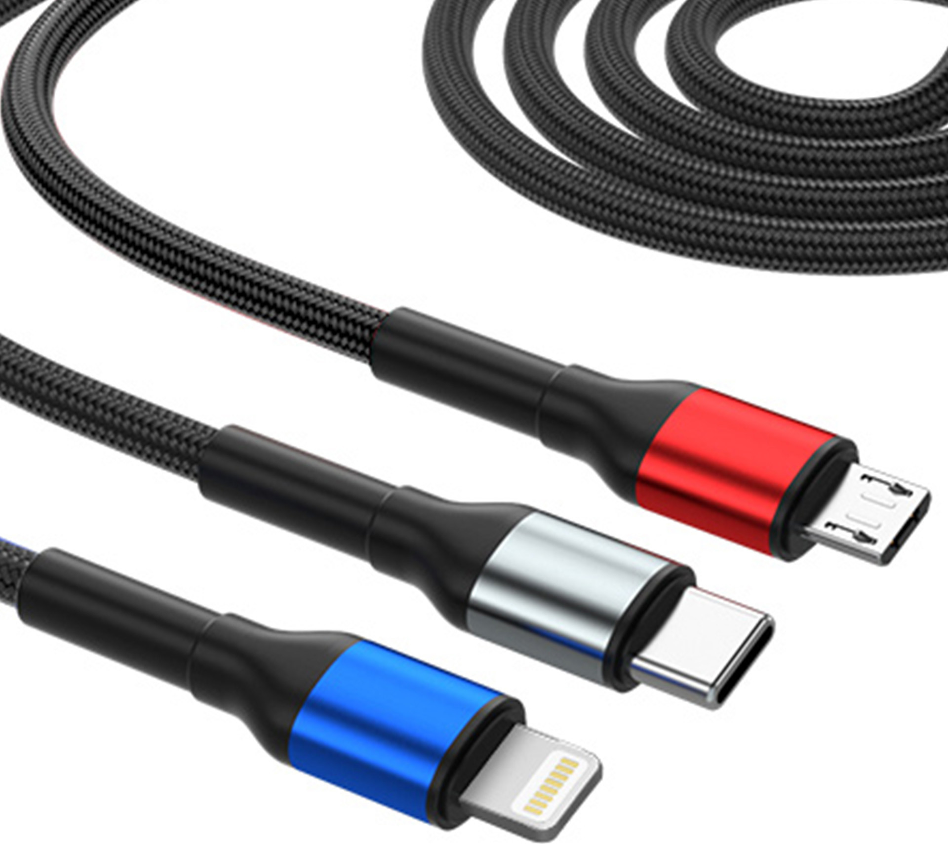 3mk kabel Hyper Cable N-SERIES 6 in 1 C/A to C/Lightning/Micro 1.2m QC 3.0 9V/2A 18W Black