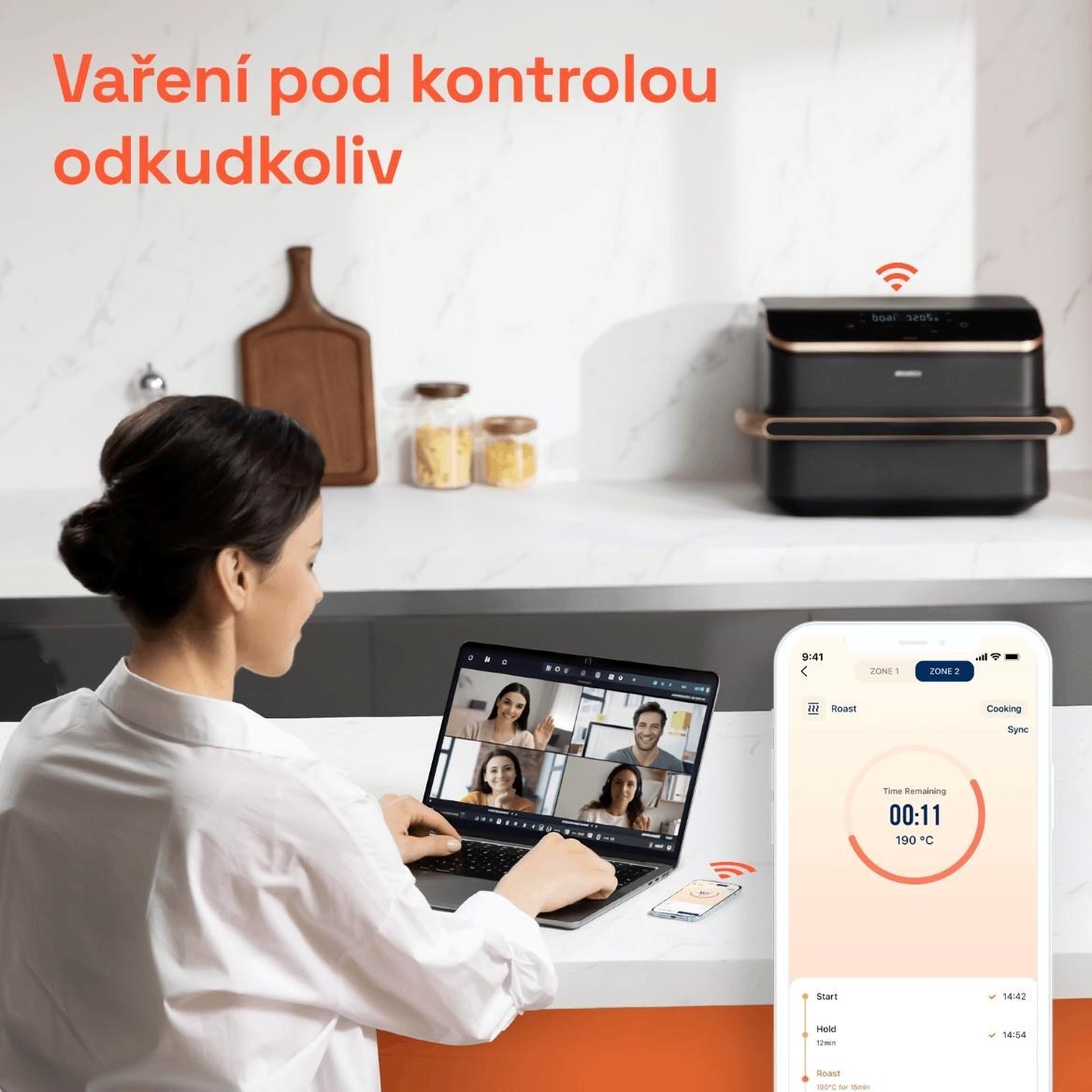 Cosori Dual Blaze TwinFry chytrá horkovzdušná fritéza 10 L, keramika, černá
