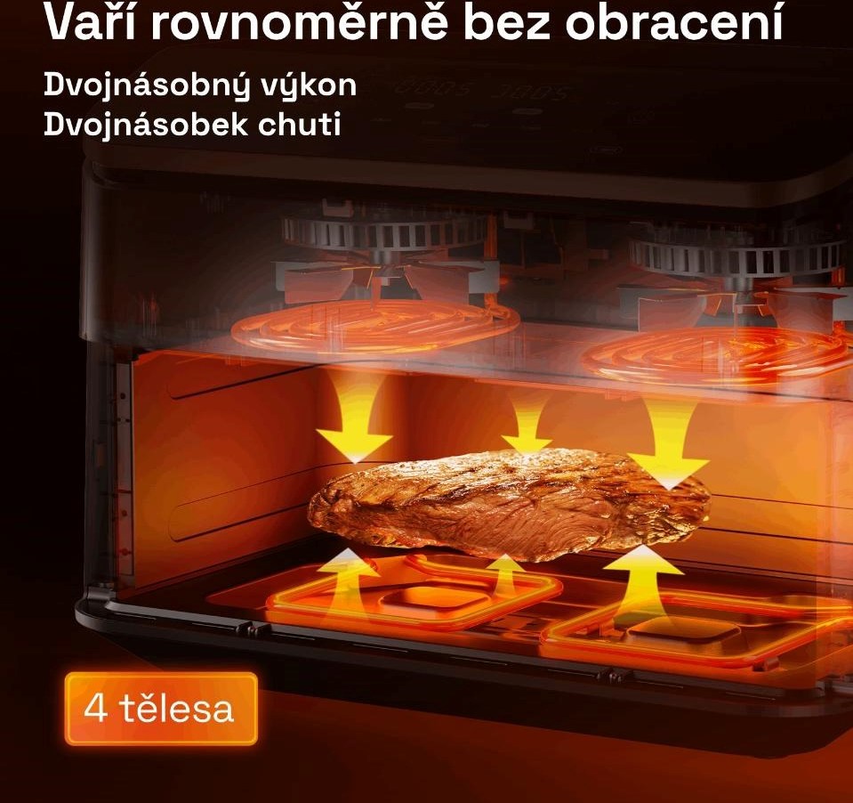 Cosori Dual Blaze TwinFry chytrá horkovzdušná fritéza 10 L, keramika, černá