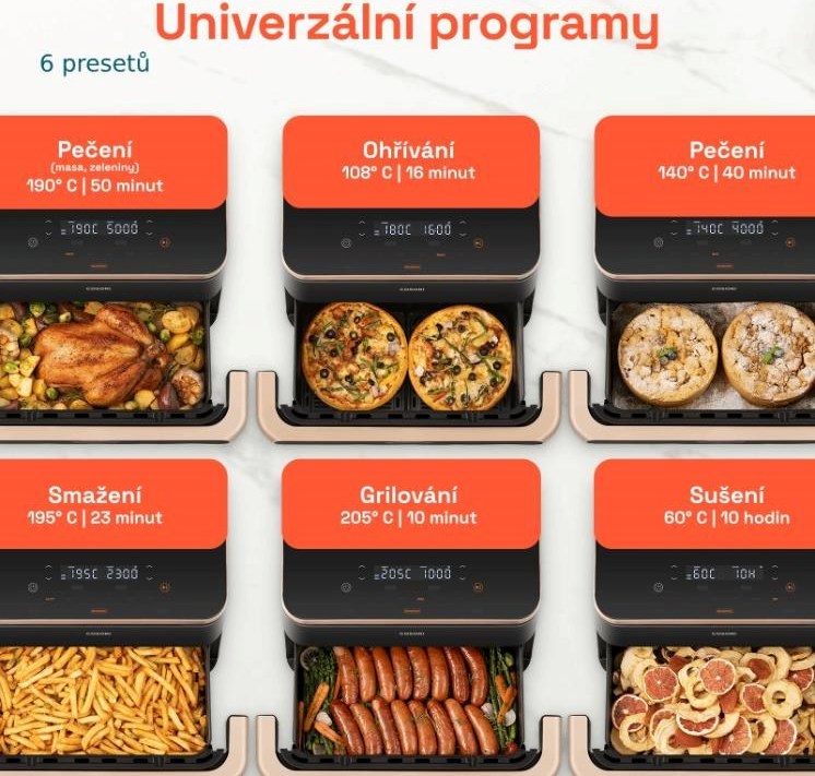Cosori Dual Blaze TwinFry chytrá horkovzdušná fritéza 10 L, keramika, černá