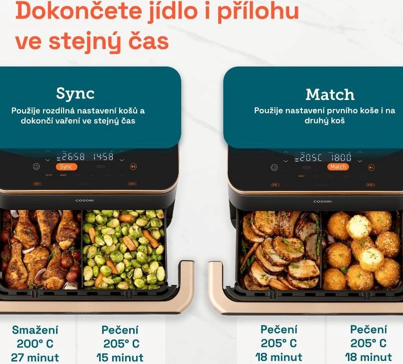 Cosori Dual Blaze TwinFry chytrá horkovzdušná fritéza 10 L, keramika, černá