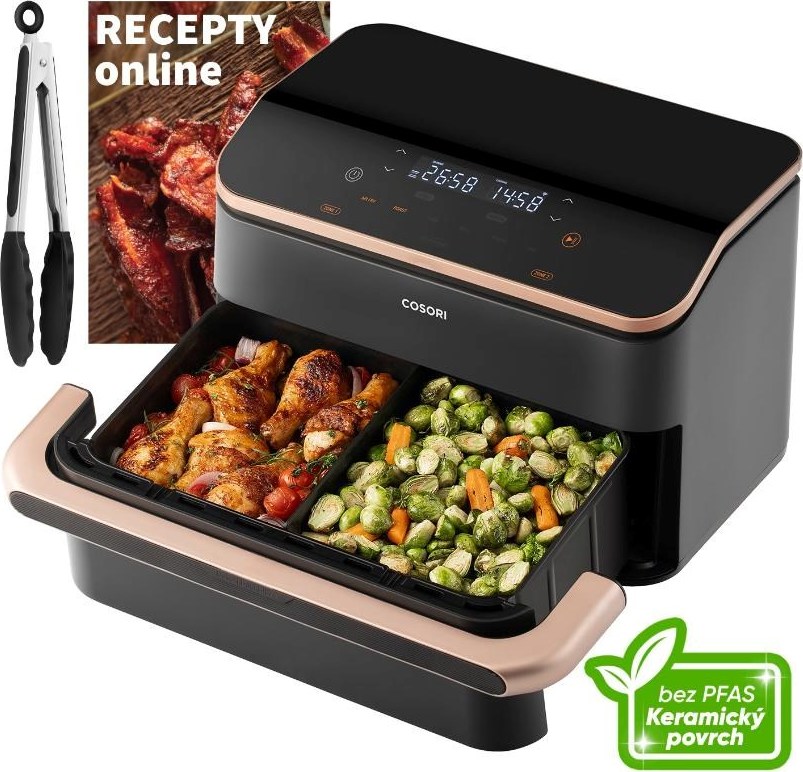 Cosori Dual Blaze TwinFry chytrá horkovzdušná fritéza 10 L, keramika, černá