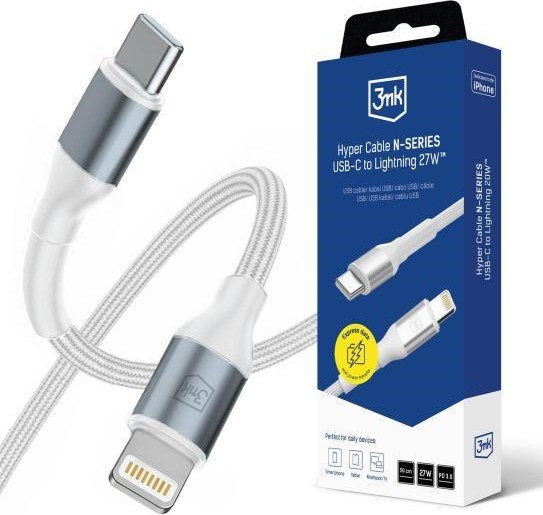 3mk Hyper Cable N-SERIES C to Lightning 50cm PD 3.0 9V/3A 27W White
