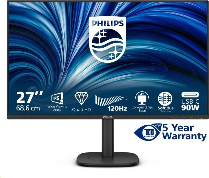 Philips MT 27" 27B2U3601 - 2560x1440,IPS,120Hz,HDMI,DP,USBhub,USB-C,RJ45,Repro,Pivot, posk obal