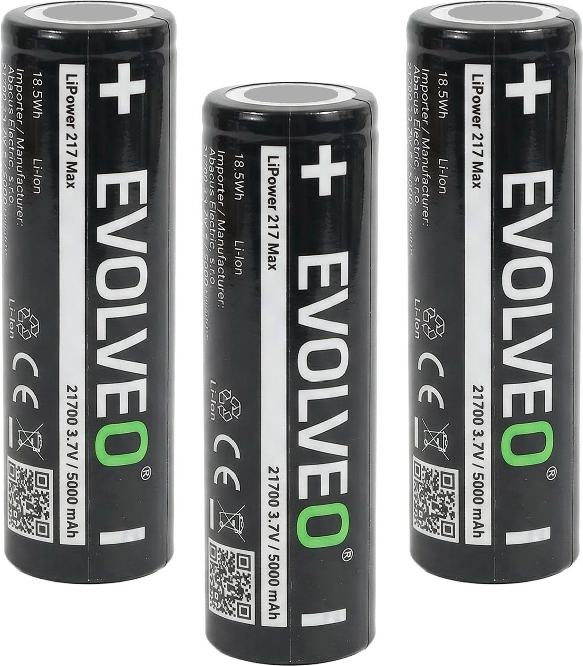 EVOLVEO LiPower 217 Max 5000 – Li-ion baterie 21700 (3.7 V / 5000 mAh) 3 ks