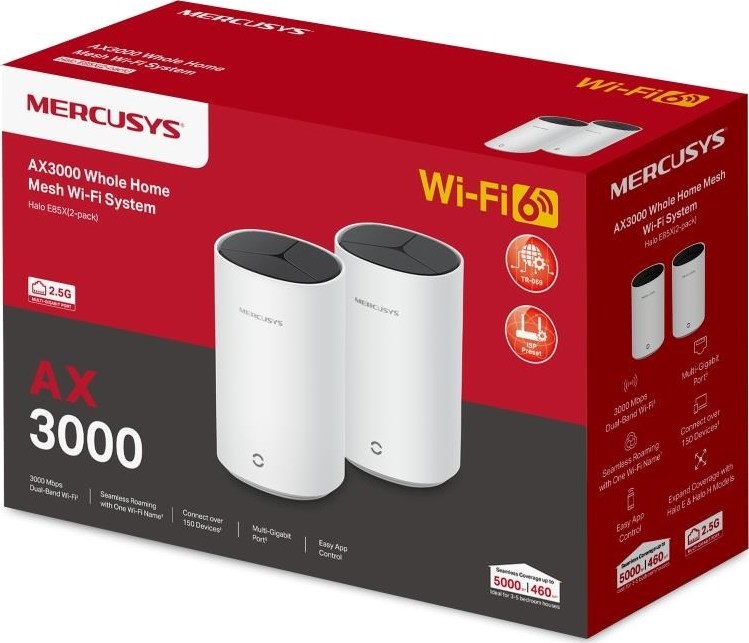 MERCUSYS Halo E85X(2-pack) AX3000 Home Mesh WiFi6 system