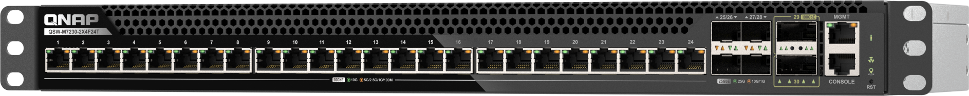 QNAP řízený switch QSW-M7230-2X4F24T (24x 10GbE port, 4x 25Gb port, 2x 100Gb port)