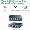 Gigabit Switch TP-LINK TL-SG105 . 5-port 10/100/10000M, 5x 10/100/1000M RJ45 ports, supports GMP Snooping, Metal case