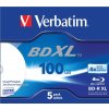 VERBATIM BD-R XL (5-pack)Blu-Ray/Jewel/DL/4x/100GB/ ŠIROKÝ BIELY INKJETOVÝ TLAČIVÝ POVRCH