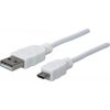 MANHATTAN Pripojovací kábel USB 2.0 A samec / Micro-B samec, 1.8 m, biela