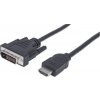 MANHATTAN HDMI samec na DVI-D 24+1 samec, dvojlinkové prepojenie, čierna farba, 1,8 m