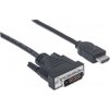 MANHATTAN HDMI samec na DVI-D 24+1 samec, dvojlinkové prepojenie, čierna farba, 1,8 m