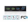 Predný panel AKASA HUB 4 portový nabíjací panel USB s duálnym rýchlym nabíjaním 3.0 a duálnym USB 3.1 prístavy