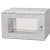LEXI 19" nástenná skrinka Basic 6U, šírka 520 mm, hĺbka 350 mm, sklenené dvere, bez zadnej steny, sivá