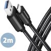 AXAGON BUCM3-AM20AB, SPEED kábel USB-C <->USB-A, 2 m, USB 3</->.2 Gen 1, 3A, ALU, opletenie, čierna