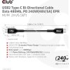 Club3D kabel USB-C, Oboustranný USB-IF Certifikovaný data kabel, Data 480Mb,PD 240W(48V/5A) EPR M/M 2m