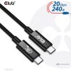 Club3D kabel USB4 Gen2x2 Typ-C, Oboustranný USB-IF Certifikovaný data kabel, Data 20Gbps, PD 240W(48V/5A) EPR M/M 2m