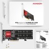 AXAGON PCEM2-ND, PCIe x8 radič - 2x M.2 NVMe M-key slot, RAID, podpora dosiek bez bifurkace, vr. LP