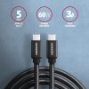 AXAGON BUCM3-CM30AB, SPEED kábel USB-C <-> USB-C, 3 m, USB 3.2 Gen 1, PD 60W 3A, ALU, opletenie, čierny