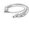 GEMBIRD kábel CABLEXPERT USB A Male/Micro B + Type-C + Lightning, 1 m, opletený, strieborný, blister