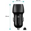 CONNECT IT InCarz PD+QUICK CHARGE 3.0 nabíjačka do auta, 1x USB-A + 1x USB-C, 3 A, uhlíková