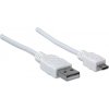MANHATTAN Pripojovací kábel USB 2.0 A samec / Micro-B samec, 1 m, biely