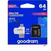GOODRAM microSDXC karta 64GB M1A4 All-in-one (R:100/W:10 MB/s), UHS-I Class 10, U1 + Adapter + OTG card reader/čtečka