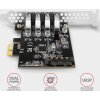 AXAGON PCEU-43RS, PCIe radič, 4x USB 3.2 Gen 1 port, 5 Gbps, napájanie z PCIe alebo SATA, SP & LP