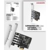 AXAGON PCEU-43RS, PCIe radič, 4x USB 3.2 Gen 1 port, 5 Gbps, napájanie z PCIe alebo SATA, SP & LP