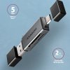 AXAGON CRE-DAC, USB-C + USB-A, 5 Gb/s - MINI čítačka kariet, 2 sloty & lun SD/microSD, podpora UHS-I