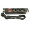 10" rozvodný panel XtendLan 3x230V, ČSN, vypínač, indikátor napětí, kabel 1,8m, 1U