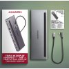AXAGON HMC-4KX3 USB 5Gbps hub, 3x USB-A, 2x HDMI, DP, RJ-45 GLAN, SD/microSD, audio, PD 100W, kábel USB-C 40cm