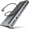 AXAGON HMC-4KX3 USB 5Gbps hub, 3x USB-A, 2x HDMI, DP, RJ-45 GLAN, SD/microSD, audio, PD 100W, kábel USB-C 40cm