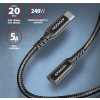 AXAGON BUCM32-CF15AB predlžovací kábel USB-C (M) <-> USB-C (F), 1.5m, USB 20Gbps, PD 240W 5A, 8K HD, ALU, oplet, čierny