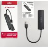 AXAGON HUE-C1A, 4x USB 5Gbps TRAVEL hub, USB-C napájací konektor, kábel USB-A 19cm