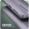 AXAGON HMC-6GM2, USB 10Gbps hub, USB-A, USB-C,  HDMI, M.2 slot, SD/MicroSD, PD 100W, kábel USB-C 20cm