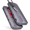 AXAGON HMC-12GM2, USB 10Gbps hub, 3x USB-A, USB-C,  HDMI, DP, RJ-45 GLAN, M.2, SD/mSD, audio, PD 100W, kábel USB-C 50cm