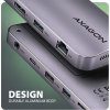 AXAGON HMC-12GM2, USB 10Gbps hub, 3x USB-A, USB-C,  HDMI, DP, RJ-45 GLAN, M.2, SD/mSD, audio, PD 100W, kábel USB-C 50cm