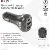 Club3D Auto nabíječka pro Notebooky 36W, 3 porty (2xUSB-A + USB-C)